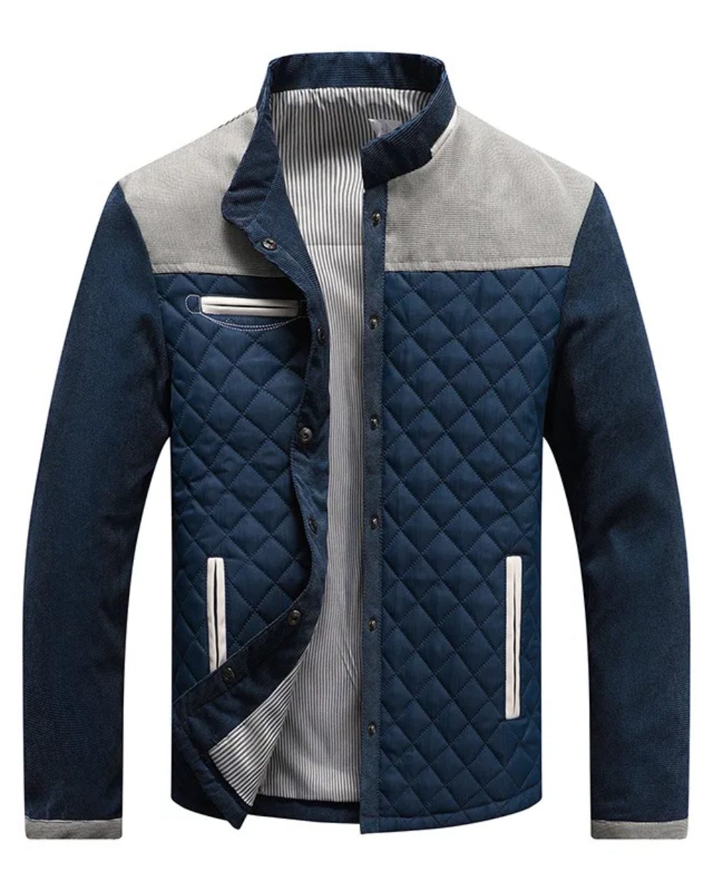 Quilted Colorblock Jacket for Men - Gray