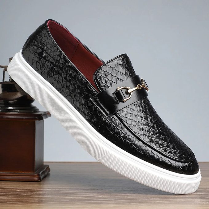 Quilted Slip-On Loafers for Men - Black