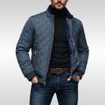 Quilted Stand Collar Jacket for Men - Grey