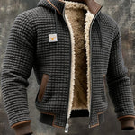 Quilted Zip-Up Jacket with Sherpa Lining for Men