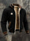 Quilted Zip-Up Jacket with Sherpa Lining for Men - Black