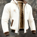 Quilted Zip-Up Jacket with Sherpa Lining for Men - White