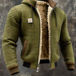 Quilted Zip-Up Jacket with Sherpa Lining for Men - Olive Green