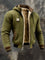 Quilted Zip-Up Jacket with Sherpa Lining for Men - Olive Green