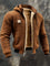 Quilted Zip-Up Jacket with Sherpa Lining for Men - Brown