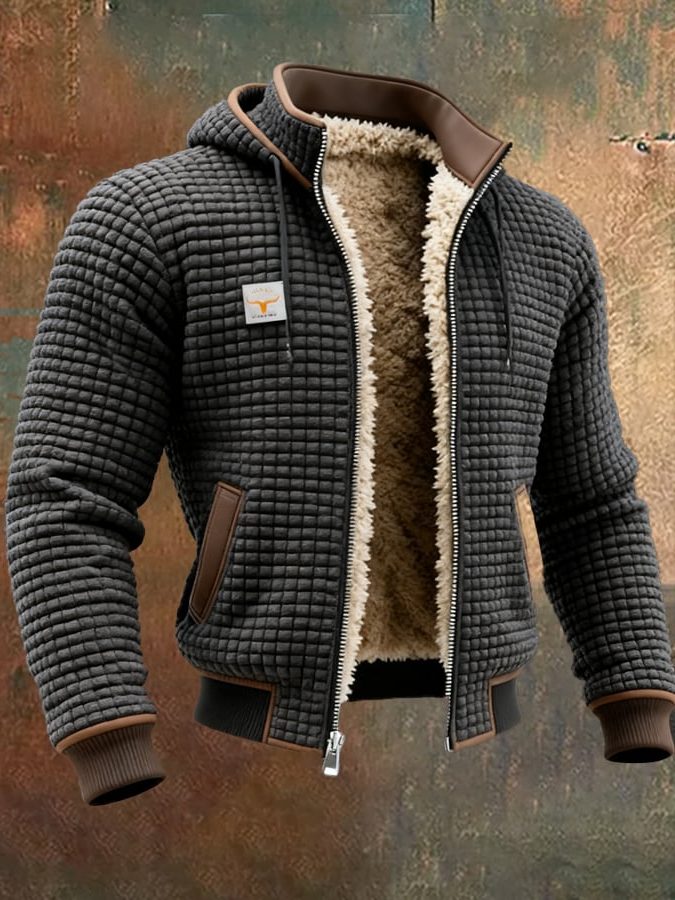 Quilted Zip-Up Jacket with Sherpa Lining for Men - View 6