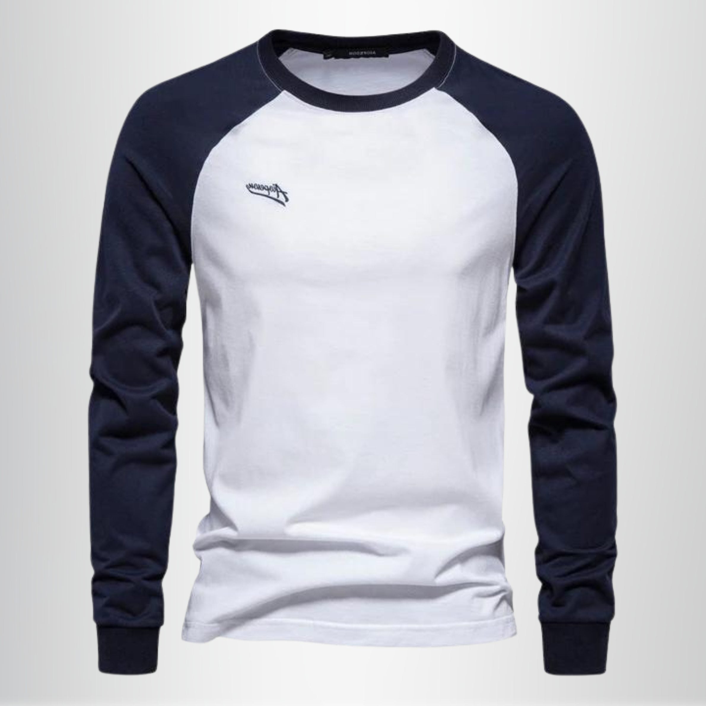 Raglan Long Sleeve Crew Neck T-Shirt for Men - White