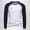 Raglan Long Sleeve Crew Neck T-Shirt for Men - White