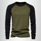 Raglan Long Sleeve Crew Neck T-Shirt for Men - Green