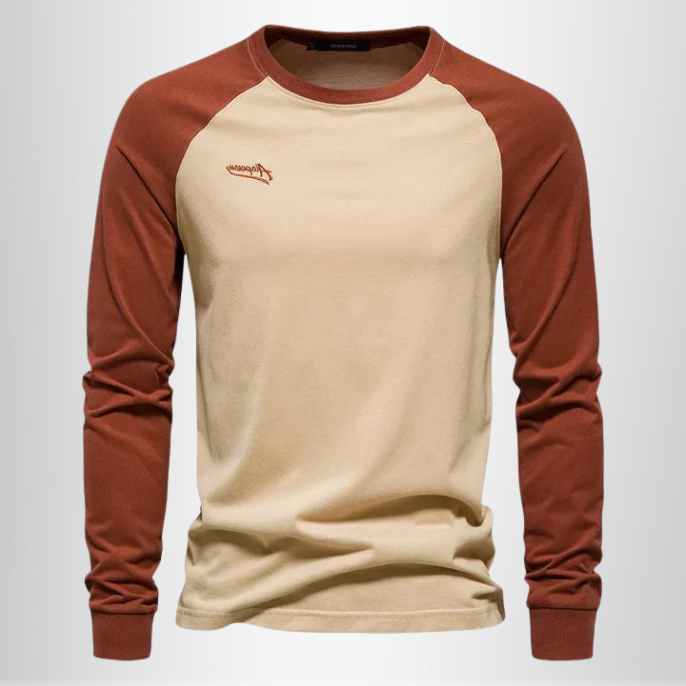 Raglan Long Sleeve Crew Neck T-Shirt for Men - Khaki