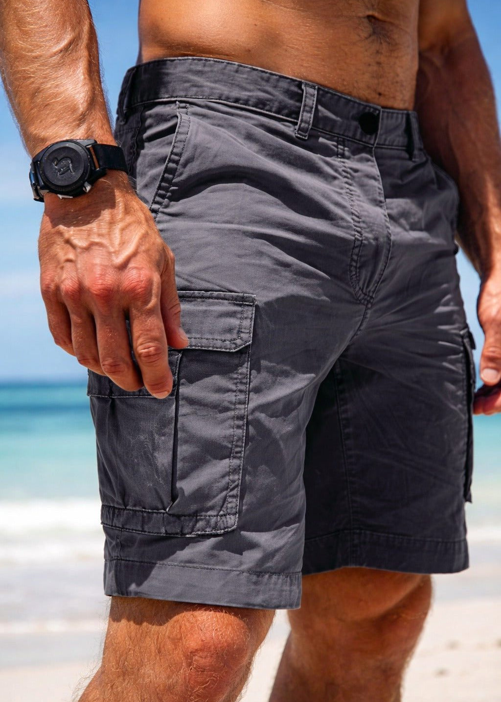 Relaxed Fit Cargo Shorts with Multi-Pocket for Men