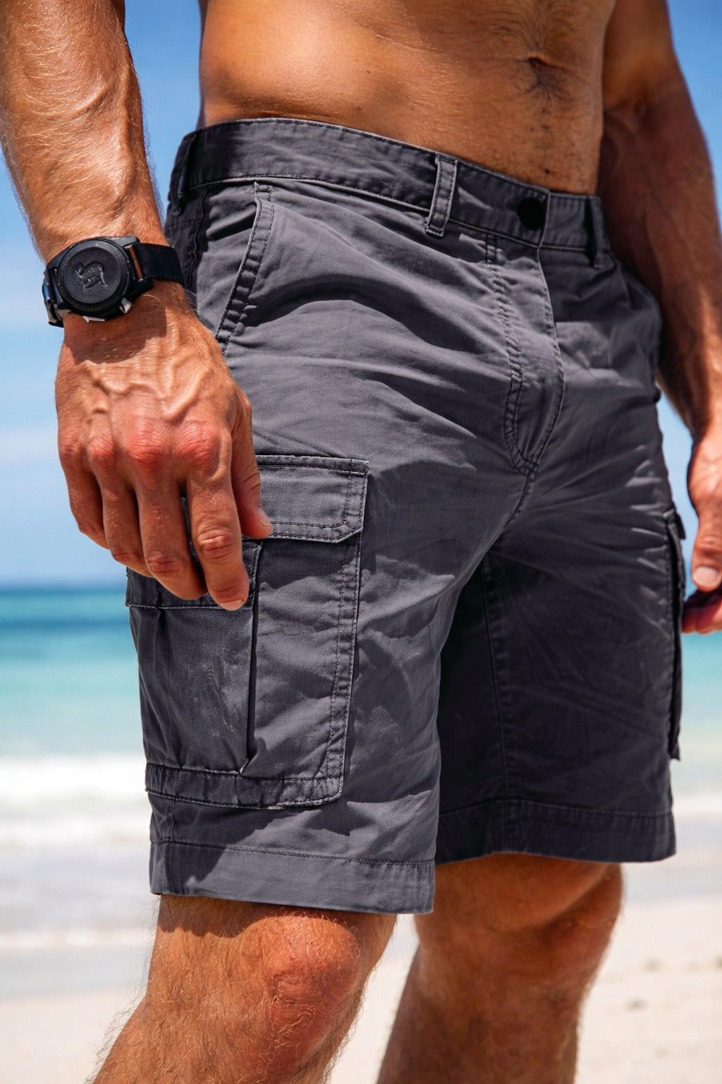 Relaxed Fit Cargo Shorts with Multi-Pocket for Men