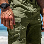 Relaxed Fit Cargo Shorts with Multi-Pocket for Men - Olive Green