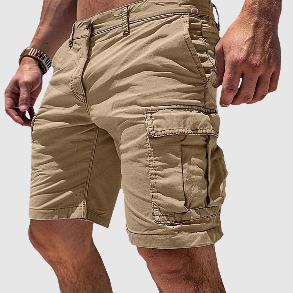 Relaxed Fit Cargo Shorts with Multi-Pocket for Men - Khaki
