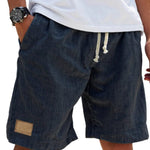 Relaxed Fit Cotton Shorts for Men - Navy Blue