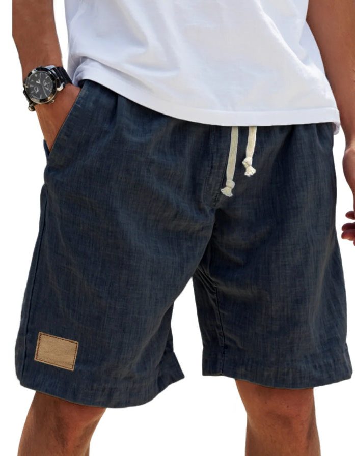 Relaxed Fit Cotton Shorts for Men - Navy Blue