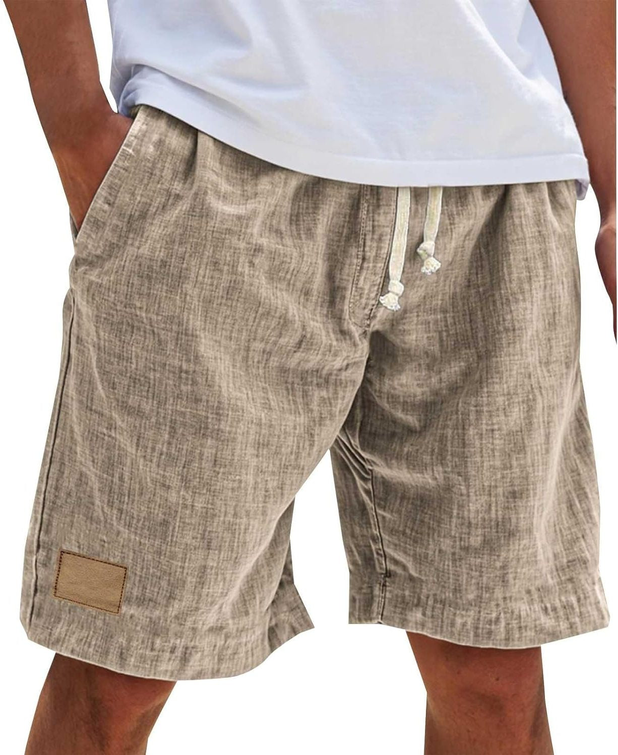 Relaxed Fit Cotton Shorts for Men - Khaki