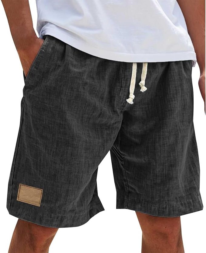 Relaxed Fit Cotton Shorts for Men - Black