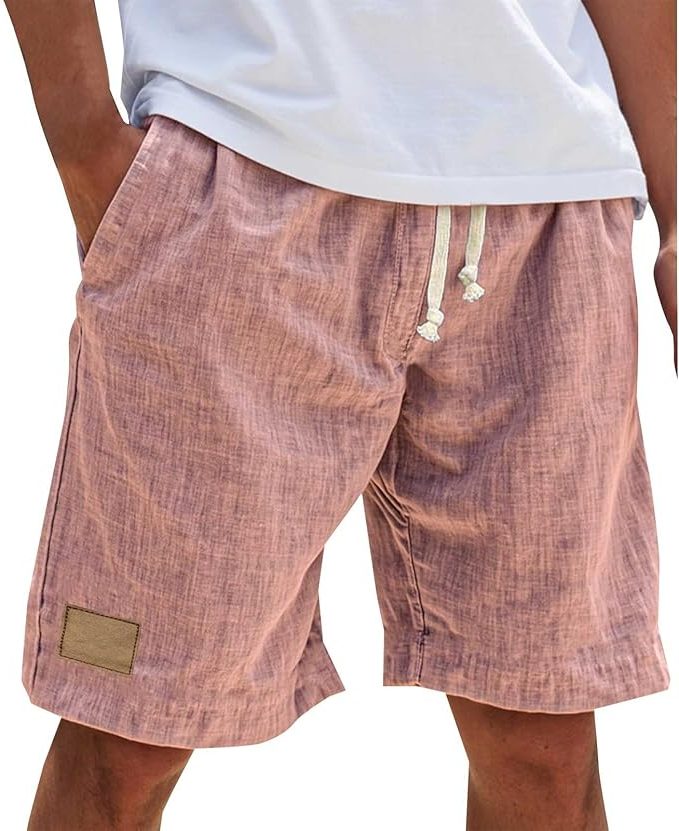 Relaxed Fit Cotton Shorts for Men - Pink