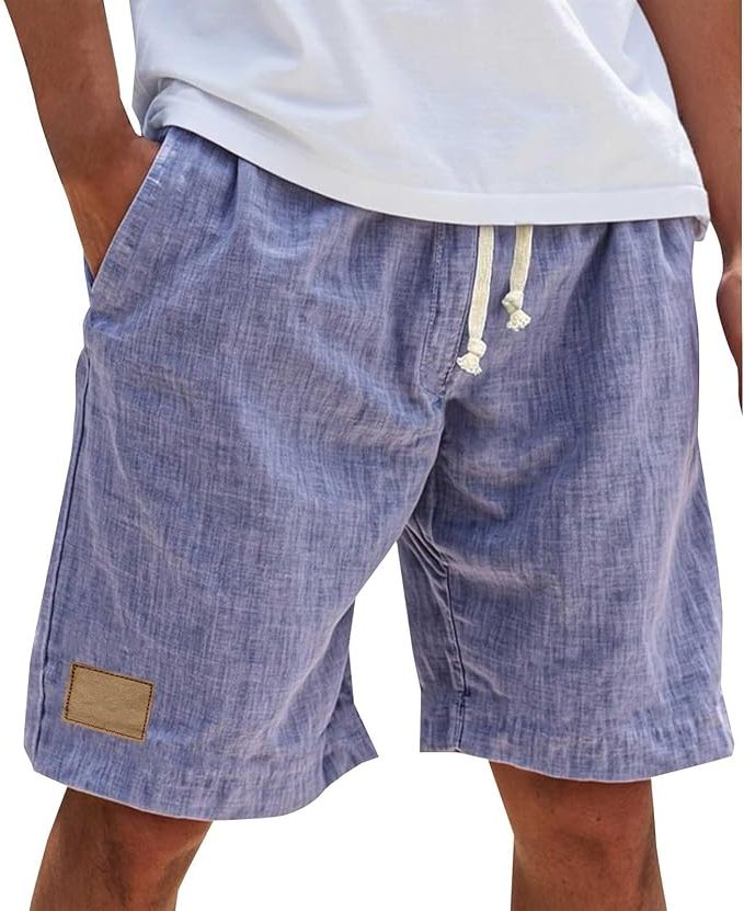 Relaxed Fit Cotton Shorts for Men - Purple