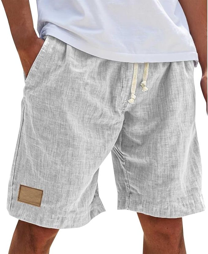 Relaxed Fit Cotton Shorts for Men - White