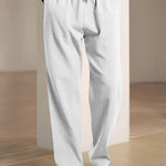 Relaxed Fit Drawstring Straight Leg Trousers for Men