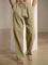 Relaxed Fit Drawstring Straight Leg Trousers for Men - Khaki