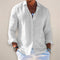 Relaxed Fit Linen Long Sleeve Shirt for Men - White
