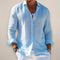 Relaxed Fit Linen Long Sleeve Shirt for Men - Blue