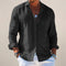 Relaxed Fit Linen Long Sleeve Shirt for Men - Black