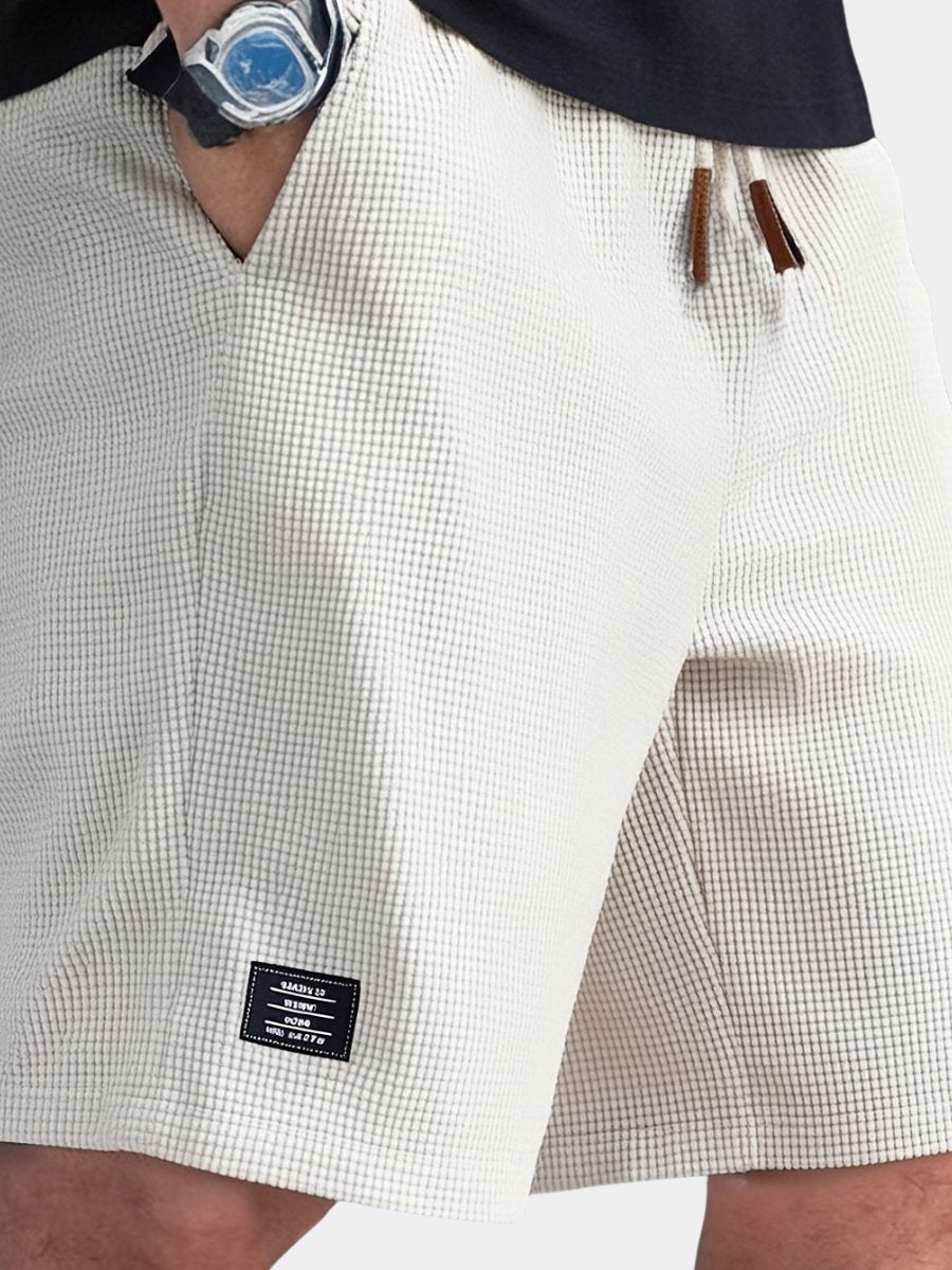 Relaxed Fit Ribbed Knit Shorts for Men
