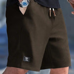 Relaxed Fit Ribbed Knit Shorts for Men - Dark Brown