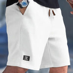 Relaxed Fit Ribbed Knit Shorts for Men - White