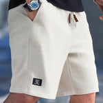 Relaxed Fit Ribbed Knit Shorts for Men - Milky White
