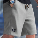 Relaxed Fit Ribbed Knit Shorts for Men - Grey