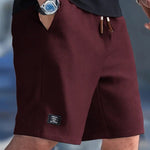 Relaxed Fit Ribbed Knit Shorts for Men - Burgundy