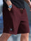 Relaxed Fit Ribbed Knit Shorts for Men - Burgundy