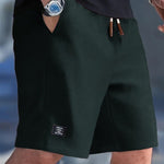 Relaxed Fit Ribbed Knit Shorts for Men - Dark Green