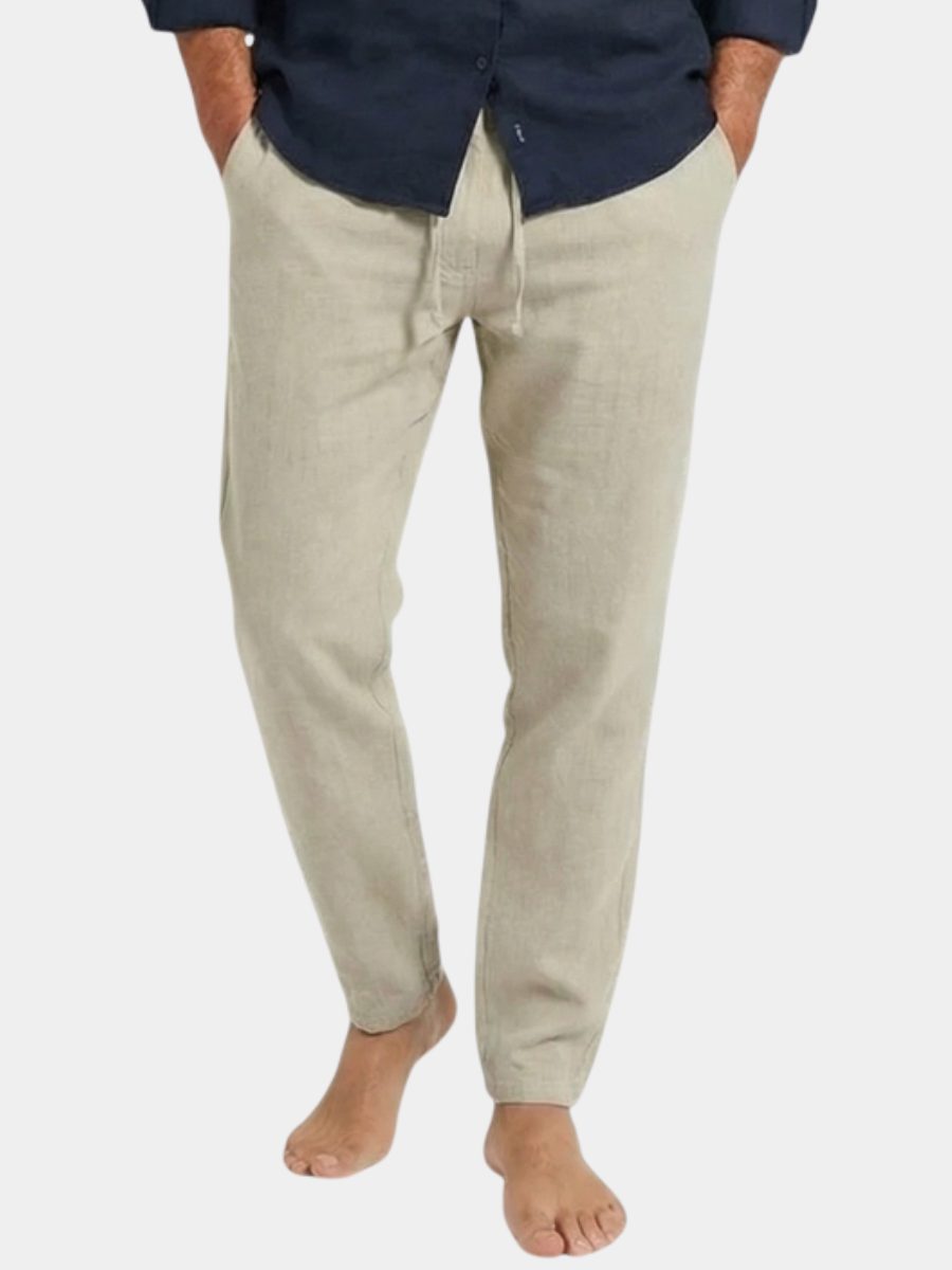 Relaxed Linen Straight Leg Trousers for Men