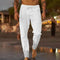 Relaxed Linen Straight Leg Trousers for Men - White