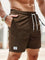 Ribbed Corduroy Shorts with Drawstring for Men - Brown