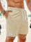Ribbed Corduroy Shorts with Drawstring for Men - Beige