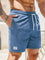 Ribbed Corduroy Shorts with Drawstring for Men - Blue