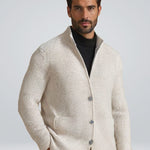 Ribbed Knit Button-Up Cardigan for Men