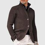Ribbed Knit Button-Up Cardigan for Men - Brown