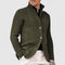 Ribbed Knit Button-Up Cardigan for Men - Olive Green