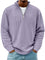 Ribbed Knit Half-Zip Pullover for Men - Purple