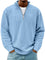 Ribbed Knit Half-Zip Pullover for Men - Blue