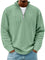 Ribbed Knit Half-Zip Pullover for Men - Green
