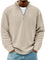 Ribbed Knit Half-Zip Pullover for Men - Khaki